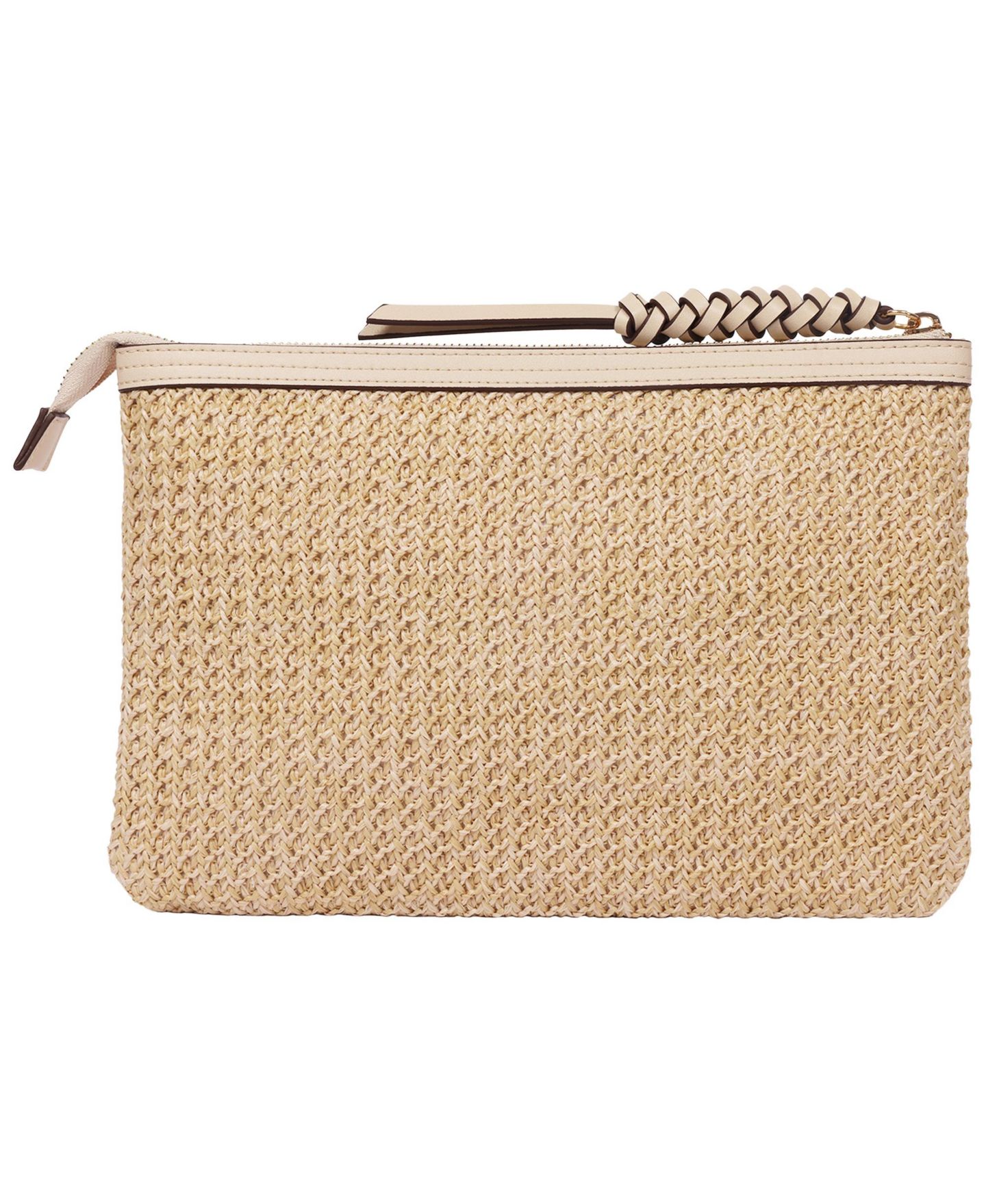 Женский клатч Tommy Bahama Happy Vacay Raffia Clutch - Woven Straw Zip Pouch with Embroidered Lettering, цвет: Кремовый — фото 5