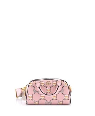 Mini Ophidia Convertible Boston Top Handle Bag Kawaii Printed Leather