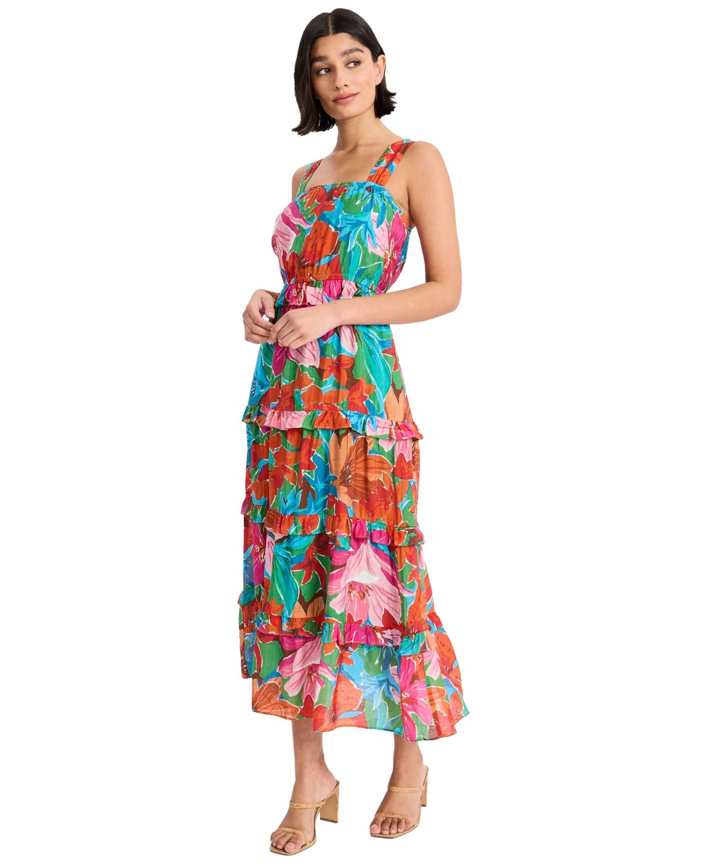 Женское платье Maggy London Sleeveless Tiered Midi, цвет: Зелёный — фото 3
