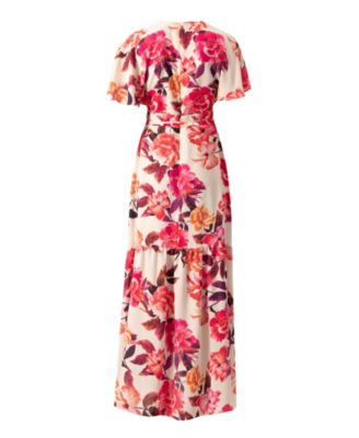 Women's Crossed V-Neck Wrap Floral Maxi Dress