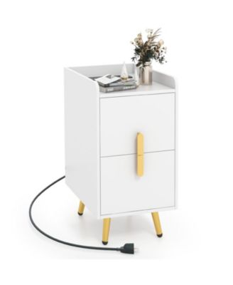 Nightstand with 2 Drawers and USB Charging Ports