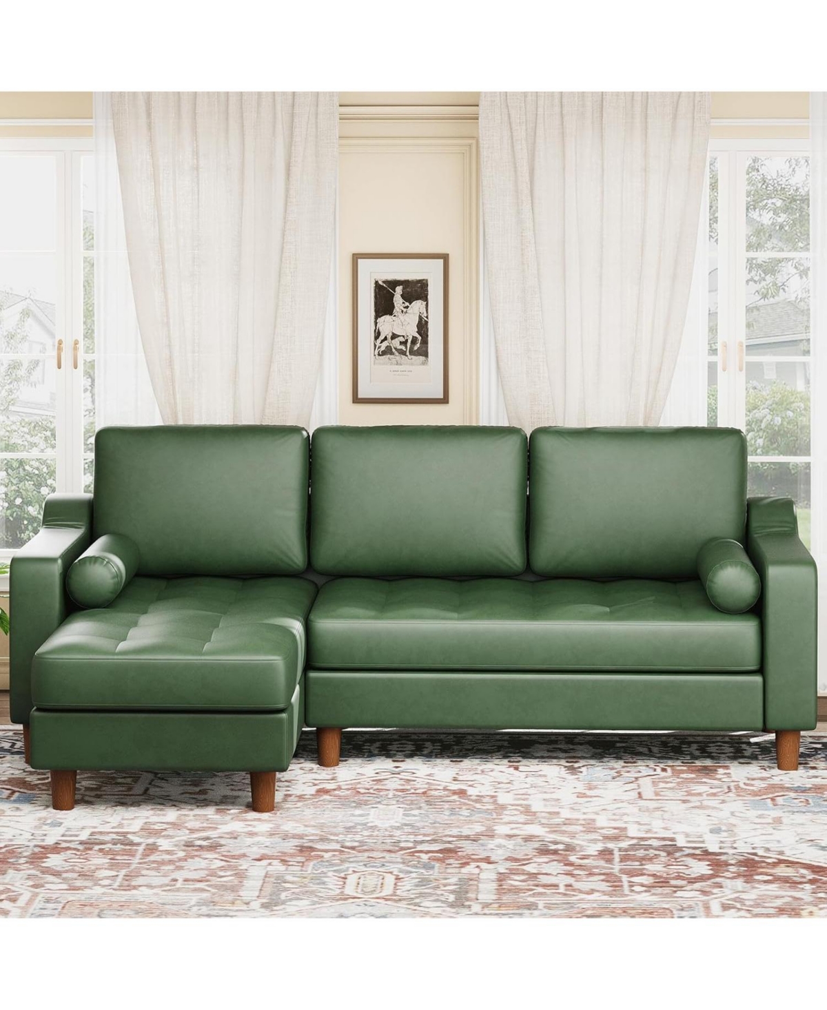 gaomon 88.9" L-Shaped Sofa with Chaise, Mid-Century Modern 3-Seater Couch