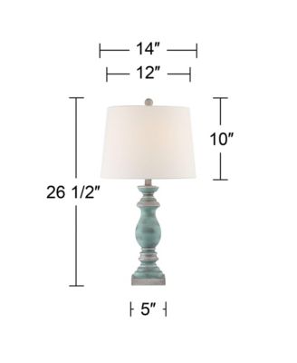 Patsy Country Cottage Table Lamps 26 1/2" High Set of 2 Table Top Dimmers Fabric Drum Shade for Living Room House Home