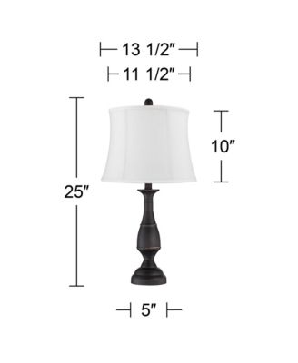 Ben Rustic Farmhouse Table Lamps 25" High Set of 2 Bronze Metal Drum Shade for Bedroom Living Room Bedside Nightstand