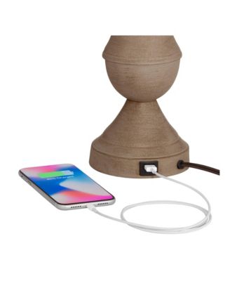 Avery Traditional Table Lamps 25" High Set of 2 Faux Wood with USB Charging Port LED Touch On Off for Living Room Home Desk