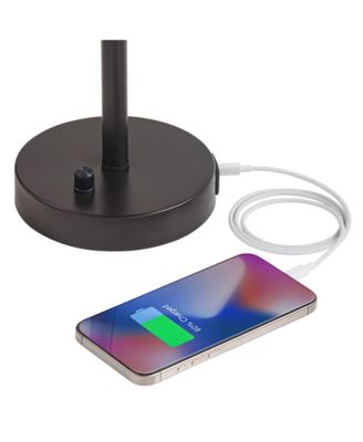 Tull 27" Tall Modern Table Lamps Set of 2 USB Port AC Power Outlet Living Room Charging Tan Tiered Shade