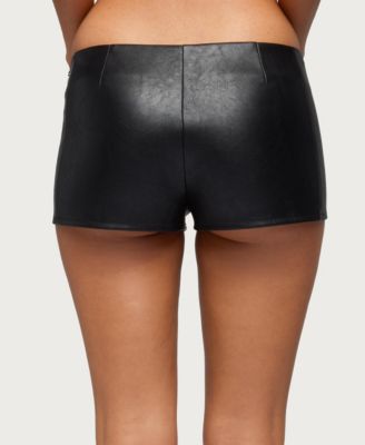 Women's Diana Zip Up Faux Leather Micro Shorts