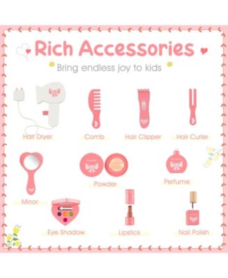 Kids Vanity Table and Chair Set with Tri-Folding Mirror and Drawer