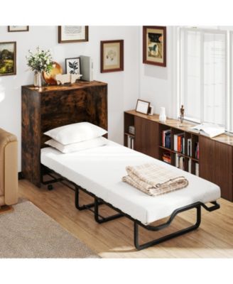 Cot Size Foldable Murphy Bed Cabinet with Lockable Wheels