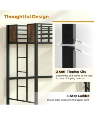 Loft Bed with Safety Guardrails and Ladder