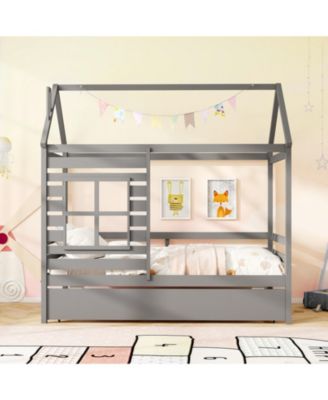 Kids House Bed Frame with Safety Rails