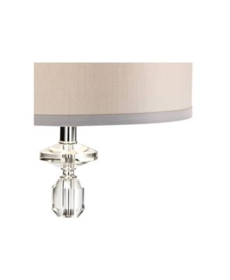 Traditional Glam Table Lamp with USB Charging Port 26.5" High Crystal Column  Drum Shade Living Room Bedroom House