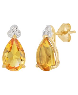 Amethyst (2-1/5 ct. t.w.) & Diamond Accent Stud Earrings in 14k Yellow Gold (Also Available in Multi-Stones)