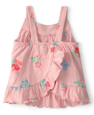 Girls' 2T-5T Floral Ruffle Top and Shorts, 2-Piece Set