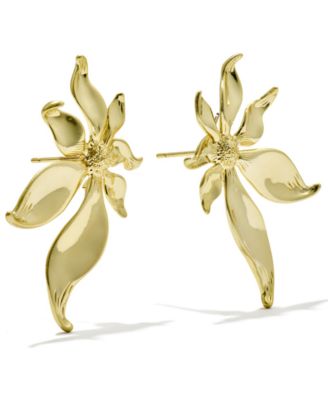 14k Gold Over Brass Scott Flower Stud Earrings