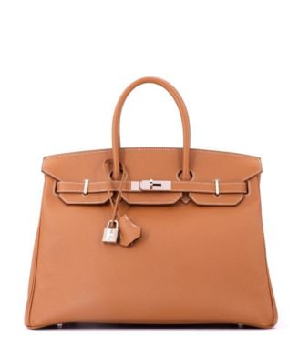 Birkin 35 Handbag Brown Epsom with Palladium Hardware