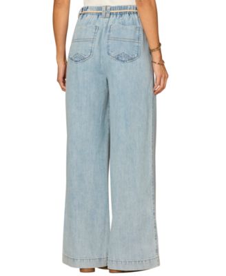 Women's Pleated Wide Leg Jeans