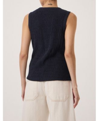 Women's Textured Sleeveless Button Through Top