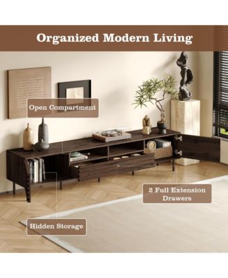 78.7 Inch Rustic TV Stand for TVs , Wood Media Console Entertainment Center with 2 Doors, Drawers and Open Shelves for Living Room