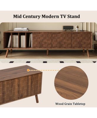 70" TV Stand for TVs , Media Console Table with 3 Doors and Vertical Open Shelves, Modern Entertainment Center for Living Room