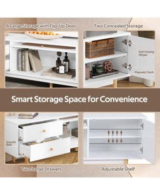 Minimalist TV Stand for TVs  Media Console Entertainment Center with Storage Cabinet and 2 Drawers for Living Room