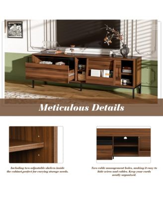  TV Stand for TVs up to 75 Inches, Media Console Entertainment Center with Drawer, Sliding Doors and Adjustable Shelves for Living Room
