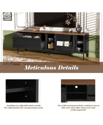 70.8 Media Console for Up to 75 TVs, Entertainment Center with Drawer, Sliding Doors and Adjustable Shelves for Living Room