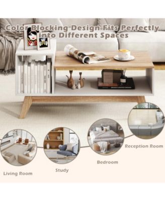 43 in Stepped-Top Coffee Table with Color Block Design and Storage