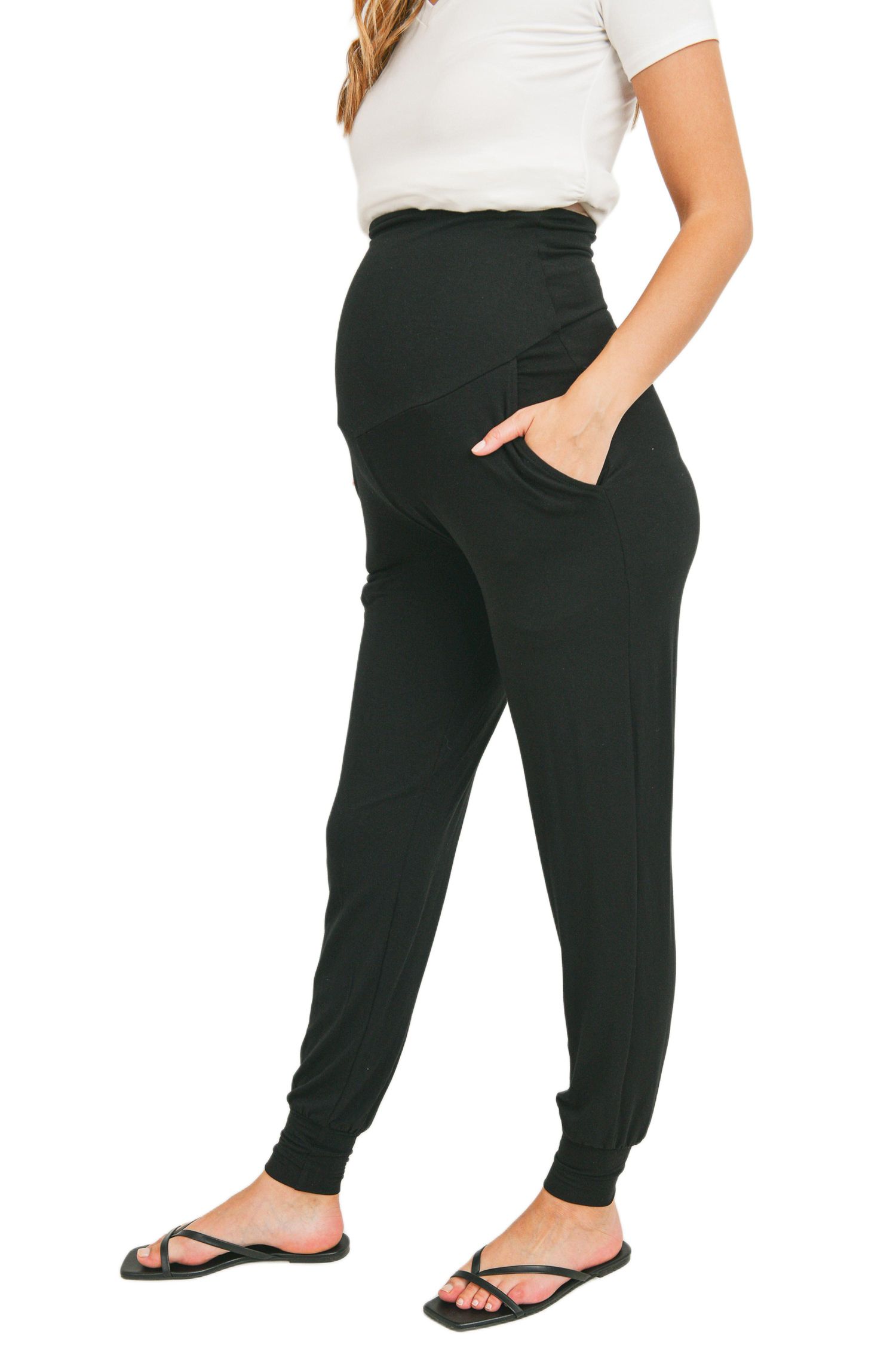 Maternity Over-the-Belly Pull-On Joggers With Side Pockets
