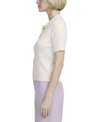 Women's Fine Gauge Ribbed Short Sleeve Henley