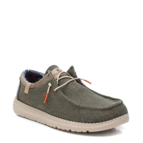 Мужские туфли XTI Comfort Canvas boat, цвет: Тёмный зелёный