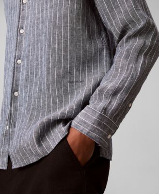 Men's Yarn-Dyed Pinstripe Linen Classic Shirt