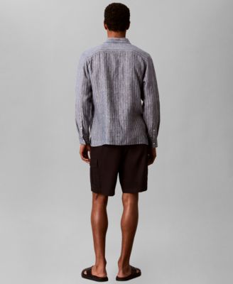 Men's Yarn-Dyed Pinstripe Linen Classic Shirt