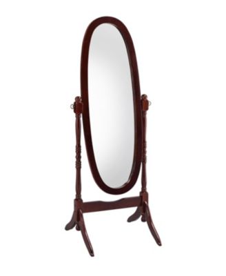 59.25" Tall Standing Wooden Floor Mirror, Oval Shape