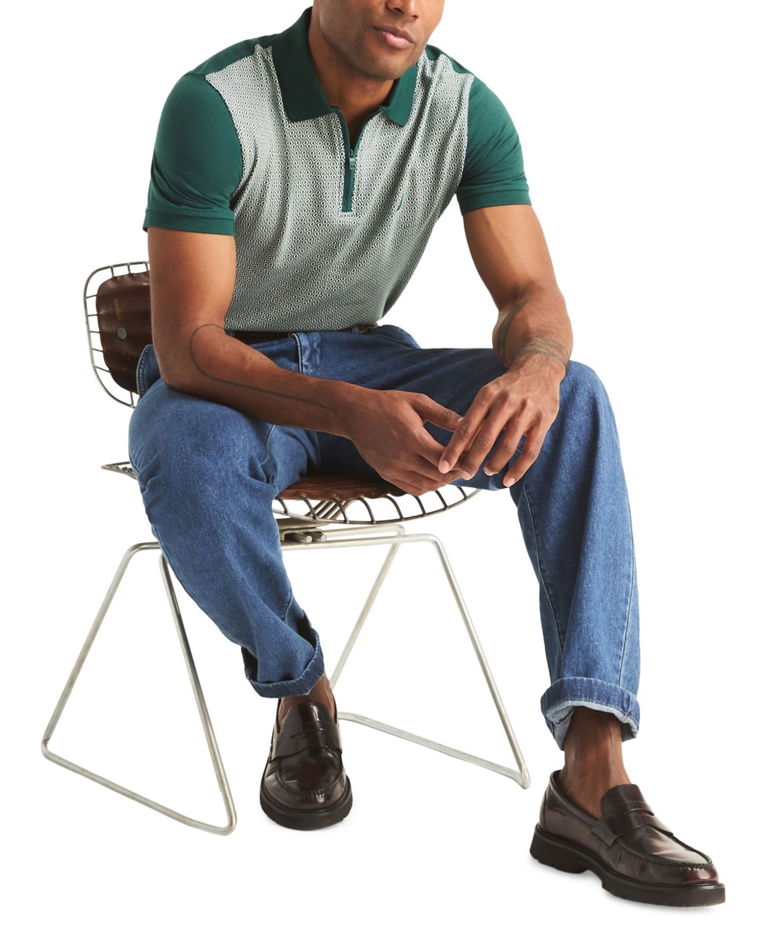 Men's Short-Sleeve Jacquard Polo Shirt