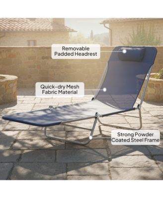 Foldable Reclining Pool and Beach Chair w/ Pillow, Dark
