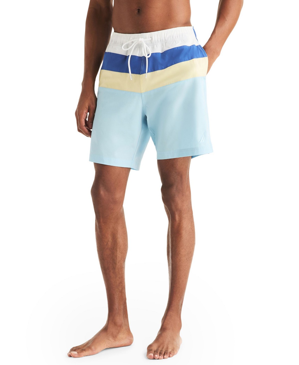 Мужские купальники Nautica Men's 8" Full Elastic Color Block Boxer Liner Swimsuit — фото 1