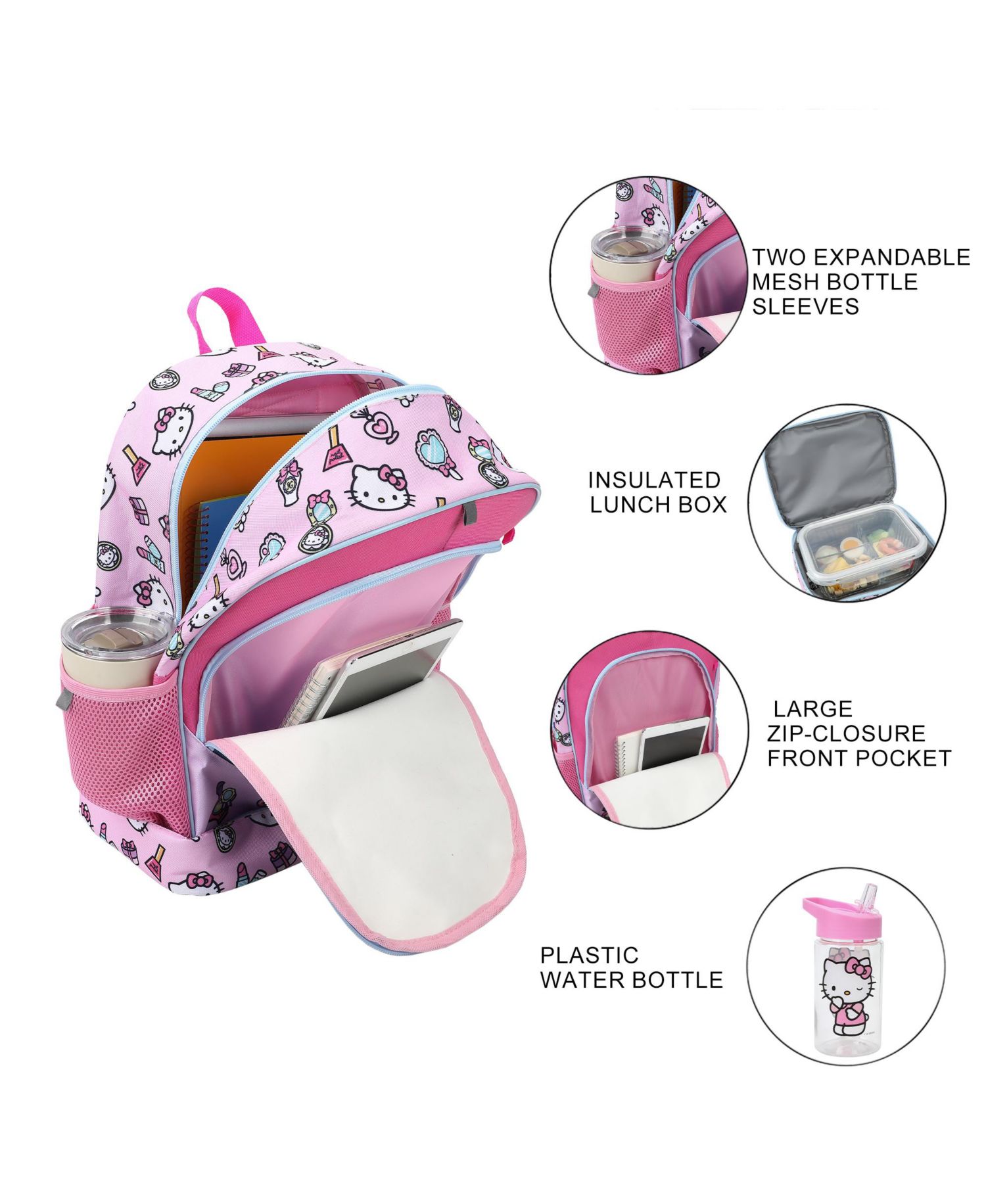 Makeup Icons 5 Piece 17 Inch Backpack Set