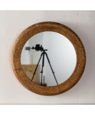 31.3" Hammered Gold Round Wall Mirror - Iron Frame and MDF Decorative Mirror, Rustic Accent Mirror for Living Room/Bedroom
