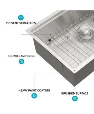 32" Undermount Kitchen Sink, 16G Stainless Steel Ledge Workstation Single Bowl