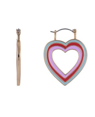Enamel Heart Hoop Earrings