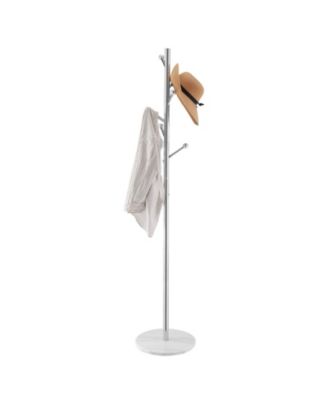 Freestanding Coat Rack with Marble Base and 8 Hooks