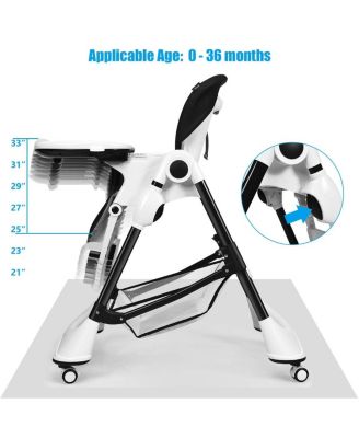 A Shaped Baby High Chair with Lockable Wheels