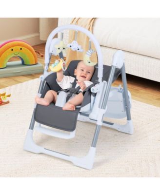 Foldable Baby High Chair with Adjustable Height and Reclining Seat