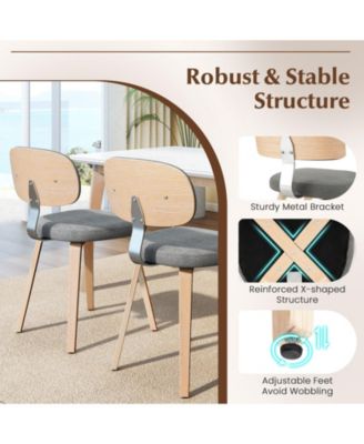 Chenille Upholstered Wooden Dining Chairs Set of Two