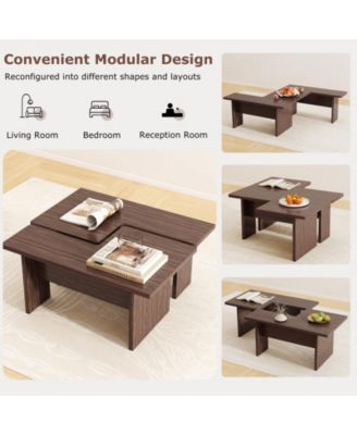 Modular L Shaped Coffee Table Set of Two for Small Spaces