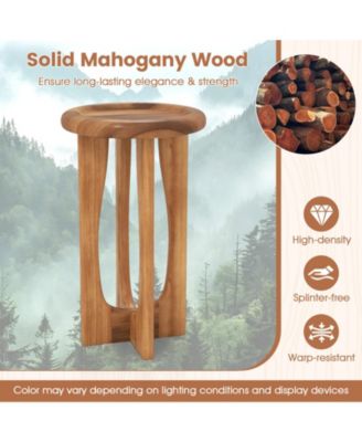 14 in Farmhouse Round End Table with Tray Top and Cross Legs