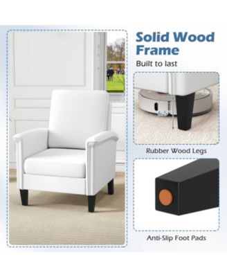 Farmhouse Floral Accent Chair with Solid Wood Legs and High Back