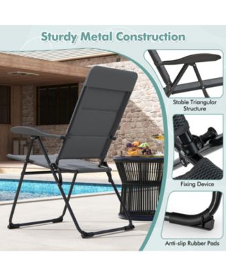 Two Piece Outdoor Folding Patio Chairs with Adjustable Backrest