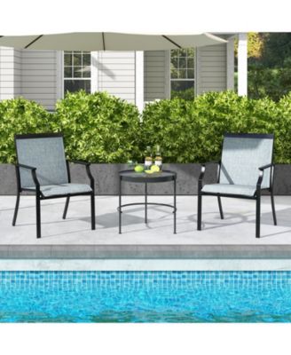 2 Piece Patio Dining Chairs with Breathable Seats and Metal Frame